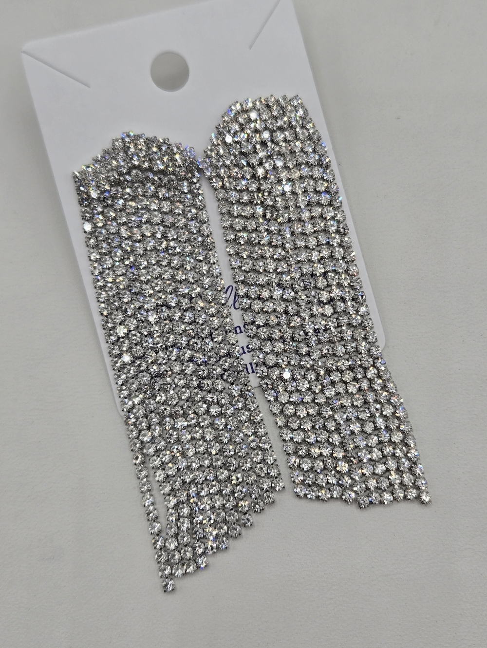 Swarovski Crystal Elements Silver Fringe Drop Earrings 3 inch Statement Wedding